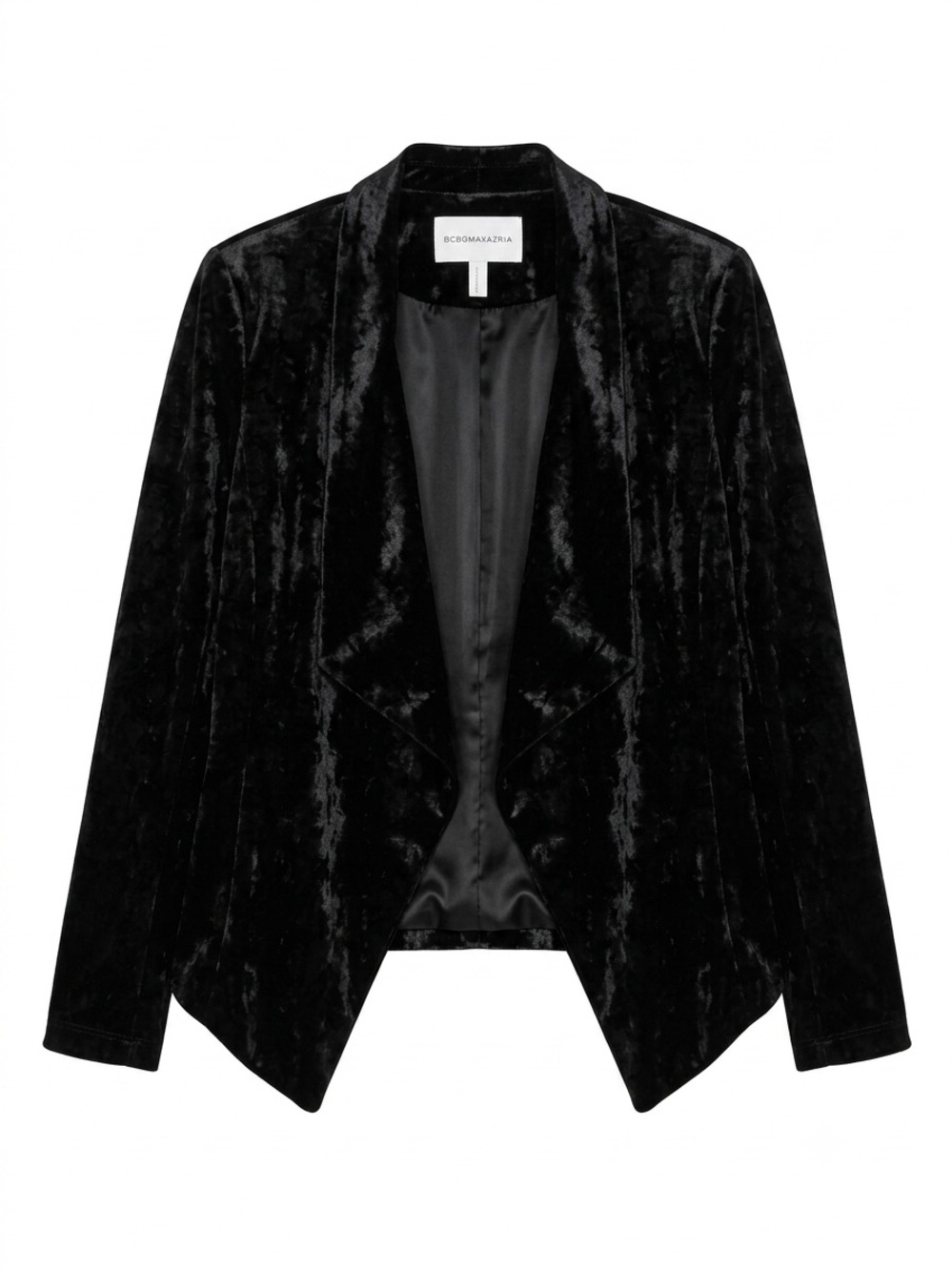 BCBGeneration Black Crushed Velvet Open Drape Jacket/Blazer Size S